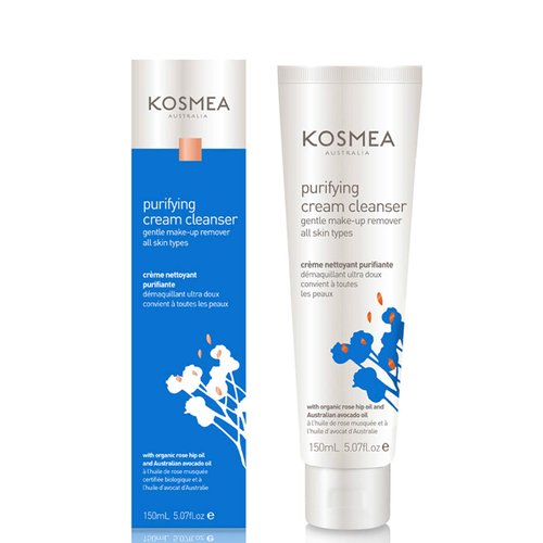 Kosmea Natural Cream Cleanser for Face – Purifying Cream Cleanser for dry skin, sensitive skin or normal skin – Rosehip Oil, Avocado Oil, Vitamins A, B & D – 5.07 fl oz