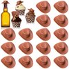 Yuronam 30 Pcs Plastic Mini Western Cowboy Cowgirl Hats Miniature Doll Hats for Party Decoration (Brown)