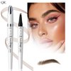 3D Waterproof Microblading Eyebrow Pen,Micro 4 Tip Brow Pen,Long-lasting Natural Eyebrow Magic Pen Microblading Pen Waterproof&Smudge-proof Creates Natural Looking Brows(Gray)