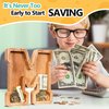 SummiDate Wooden Letter Piggy Bank| Piggy Bank for Boys Girls Toddler| Alphabet M Money Bank| Coin Bank Birthday Gift for Kids|2024 Graduation Money Box (M)