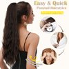Fanguilar Ponytail Extension 24 Inch Long Curly Wavy Drawstring Ponytail Extension Synthetic Hair Extensions Ponytail for Women Daily Use Natural Black