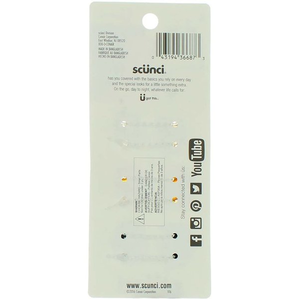 Scunci No-Slip Grip Mini Octopus Jaw Clips 6 ea (Pack of 4)
