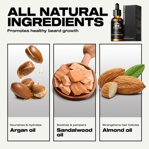 Waking Forest Beard Oil, [Thicker Beard] Beard Growth Oil Sandalwood with Vitamin E、Rosemary、Castor、Argan、Almond Gifts for Men