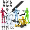 【5-Pack Assembled】(Assembly Completed) T13 Action Figure Set, Titan 13 Robot Action Figure 3D Printed robo 13 Action Figure Articulated, for Collectors Desktop Decorations, Black Green Red White Blue