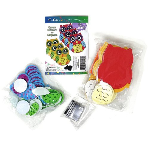 Owl Stickers Foam Crafts For Kids Magnet Kits for Kids Fall Crafts for Kids Preschool Crafts Kid Magnets Toddler Craft Kit Magnet Kids Owl Decal Party Crafts for Kids Childrens Magnets (12 Pack)