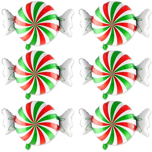 6 Pcs Candy Balloons, Red Green Candyland Balloons Christmas Foil Balloons for Christmas Balloons Decorations