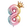 32 Inch Rainbow Gradient Number 8 Crown Balloons Set,8th Birthday Balloons for Boys and Girls, Childrens 8th Birthday Party Decorations (8)