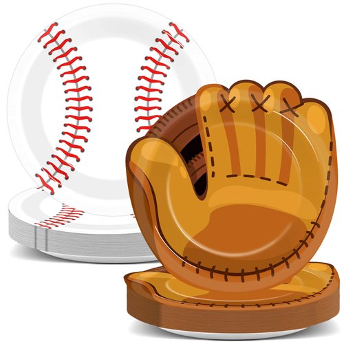 Justforjoyful 50Pcs Baseball Plates Baseball Party Supplies 9inch Sports Themed Birthday Party Plates Disposable Baseball Dinner Dessert Paper Plates for Baseball Birthday Gamed Day Party Decorations