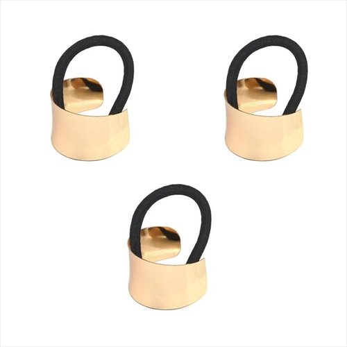 3 Pcs Gold Punk Metal Circle Hair Cuff Ponytail Holder Elastic Hair Ties,Hair Accessories Hair El...
