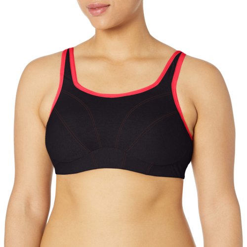 Goddess Women's Plus Size Wireless Soft Cup Sports Bra, Black, 44C