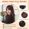 WZNBBOY Clip in Bangs 100% Human Hair Extensions Air Thinning Curtain Flat Fake Bangs Fringe with Temples Hairpieces Natural Curved Wispy Air Bangs Clip on Bangs for Everyday Wear (Dark Brown)