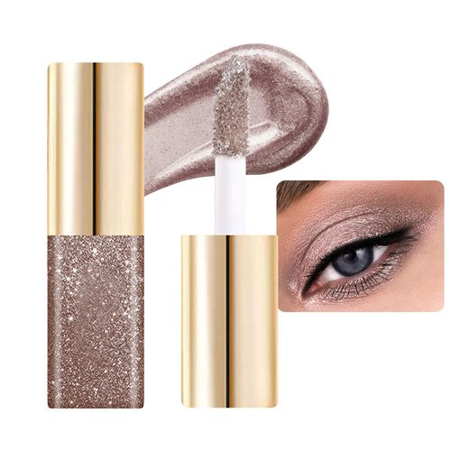 Liquid Glitter Eyeshadow, Fine shimmer highlight Liquid Glitter Eyeshadow, Long Lasting, Quick-Drying, Opaque, Gel-Based Eyeshadow For Creating High-Impact, Multi-Dimensional Eye Looks, (06#SEXY)