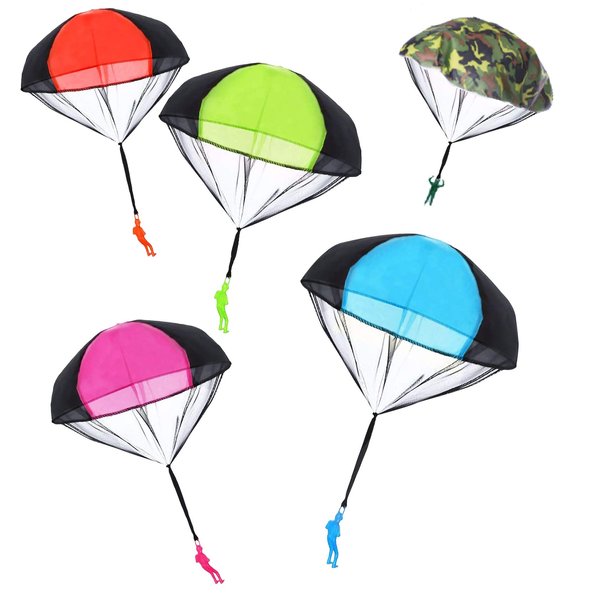 NANASO Parachute Toy, No Tangle Throw Throwing Parachute Men, Outdoor Children's Paratrooper Toy, Hand Throw Parachute Army Man (Pink,Red,Blue,Green,Camouflage)