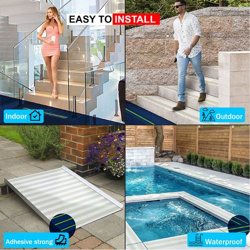 Chesk Grip Tape Clear Glow in The Dark Anti Slip Tape Reflective Waterproof 2 in x30 Ft Indoor/Outdoor Stair treads Non Slip Skateboard Grip Tape Safety Friction Adhesive Shower Floor Grips Stickers