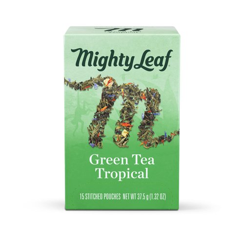 Mighty Leaf Tea, Green Whole Leaf Tea Bags - Green Tea Tropical - Light Caffeine - Blended with P...
