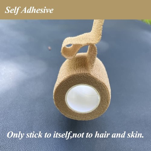 CIYAGPOOU Self Adhesive Bandage Wrap,2 Inch White Elastic Cohesive Bandages, Vet Wrap for Dogs,Tattoo Grip Sports Breathable Tape Bulk for First Aid, Wrist Sprains Protection