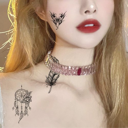 30 Sheets Black Temporary Tattoos for Women Girls Adults 3D Butterfly Flower Fake Tattoo Stickers Waterproof Body Art Colored Temp Tattoo Paper