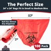 Mop Mob No Leak, Hospital Grade Biohazard Waste Bags 100 Pk. 10 Gallon, 24" Red Trash Liner With Hazard Symbol For Infectious Waste Disposal