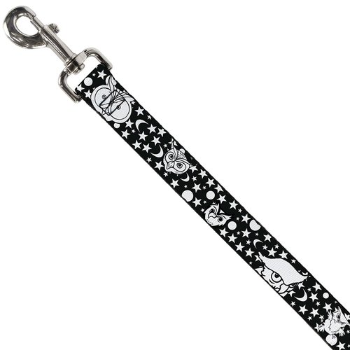 Dog Leash Owl Expressions Black White 4 Feet Long 1.0 Inch Wide