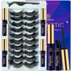 DUOERLA Fluffy Curly Magnetic Eyelashes Cat Eye Magnetic Lashes 3d Volume Curl with Eyeliner Kit,Upgraded Long Lasting,Reusable,Easy,with Applicator,Vegan & Cruelty Free 10 Pairs