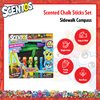Scentos Chalk Set - 7-Piece Sidewalk Compass Chalk Art Kit for Kids - Assorted Fruity-Scented Sticks with Stencils & Holder - Washable
