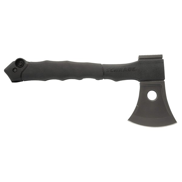 Schrade Mini Axe/Saw Combo 12in Survival Axe with 6.9in Saw and Rubber Handle for Outdoor Survival, Camping and Everyday Carry