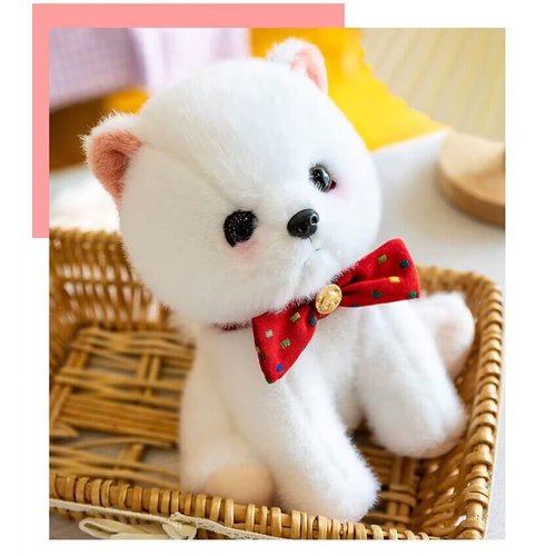 DiSiMi Soft and Comfortable Squat Plush Dog Stuffed Animal Puppy Toy, You Can Embrace The Cute Dog Wearing A Bow Tie,Dog Theme Party Favorite Birthday Children'S Room Family Decoration Companion Gift