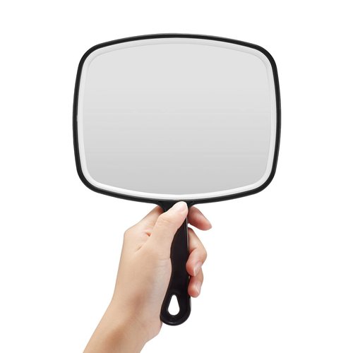 OMIRO Hand Mirror, Black Handheld Mirror with Handle, 6.3" W x 9.6" L