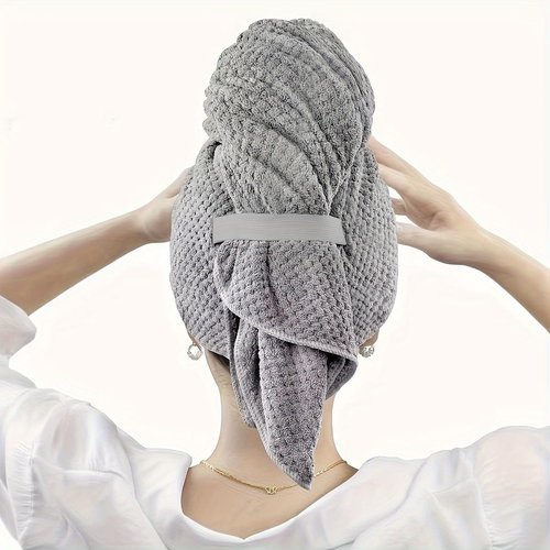 Microfiber Hair Towel Wrap for Women Super Absorbent, Quick Dry Hair with Breathable and Odorless Hair Wrap Suitable for All Hair Types Soft & Ultra Lightweight - Sturdy and Easy Hair Towel (Gray)