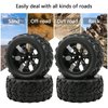 4x 1:10 RC Monster Truck Car Wheels Rubber RC Tires with 7 Spokes Wheel Rim Black RC Parts