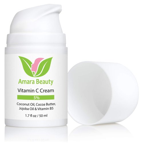 Amara Beauty Vitamin C Cream for Face with Coconut Oil, Cocoa Butter & Jojoba Oil, 1.7 fl. oz.
