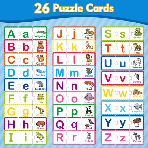 Kasfalci Alphabet Puzzle Cards,ABC puzzle,Alphabet Learning Toys,ABC Learning for Toddlers Kids,Matching Letter Game,Preschool Learning Activities,Kindergarten Classroom Must Haves,Homeschool Supplies