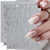 JMEOWIO 9 Sheets Marble Line Nail Art Stickers Decals Self-Adhesive Pegatinas Uñas Silver Nail Supplies Nail Art Design Decoration Accessories
