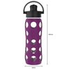 Lifefactory 22-Ounce Glass Water Bottle with Active Flip Cap and Protective Silicone Sleeve, Plum