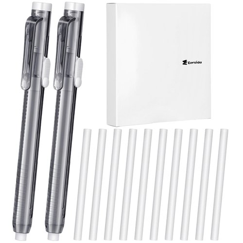 12 Pack Retractable Mechanical Eraser Pen Retractable Eraser Mechanical Eraser Pen Style Erasers Including 10 Retractable Eraser Refill for School Office Painting Writing (12)