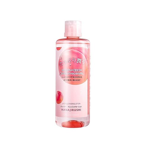HANAJIRUSHI Cleansing Water, Peach Scent | Water Cleansing (W Face Wash Needed/Sensitive Skin/Point Makeup) Wiping Off Makeup Remover | Eye Makeup Remover (12.8 fl oz)