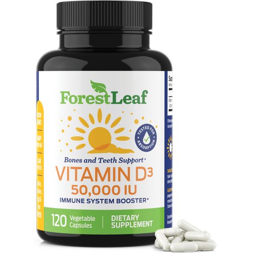ForestLeaf Vitamin D3 50000 IU - Bone Health and Immune Support - Small Easy to Swallow Capsules ...