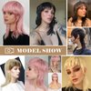 Liyouda Pink Mullet Wigs for Black Women Straight Wolf Cut Wig, Pink Mullet Wig Layered Mullet Wigs with Bangs Soft Synthetic Shag 80s 90s Mullet Wigs for Women Rocker Cosplay Wig