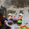 Gyufise 24Pcs Halloween Cupcake Toppers Glitter Horror Blood Knife Cupcake Picks Killer Birthday Cake Decorations for Halloween Blood Knife Theme Birthday Party Supplies