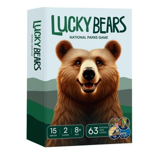 LUCKY BEARS National Parks Board Game | Collectible Token Game Set | Fun and Fast-Paced Kids Board Game | 15-Minute Playtime | Easy to Learn | Ages 8+