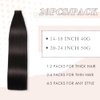 Tape in Hair Extensions Remy Human Hair 18 Inch Seamless Skin Weft Tape in Hair Extensions Invisible Tape in Hair Extensions Human Hair Straight Jet Black Double Sided Tape ins (1#,18 Inch)