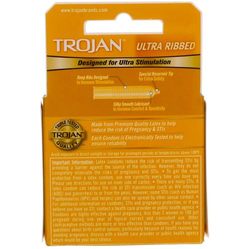 Trojan Stimulations Ultra Ribbed Lubricated Latex Condoms-3 ct (Pack of 3)