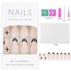 Vaveah 24 Pcs Press on Nails Medium, Acrylic Stiletto Fake Nails with Stars, False Nails with Nail Glue on Nails for Women (Black French and Stars)