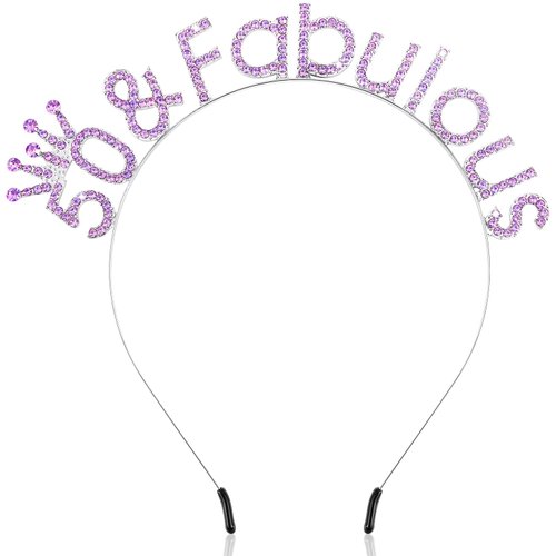 SuPoo Purple 50th Birthday Crown 50th Birthday Decorations Women 50 & Fabulous Birthday Headband Tiara 50 Birthday Gifts for Her 50 Year Old Party Decorations Happy Birthday Hair Accessories