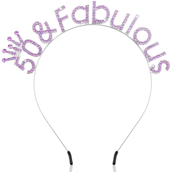 SuPoo Purple 50th Birthday Crown 50th Birthday Decorations Women 50 & Fabulous Birthday Headband Tiara 50 Birthday Gifts for Her 50 Year Old Party Decorations Happy Birthday Hair Accessories