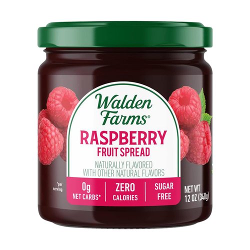 Walden Farms Raspberry Fruit Spread 12 oz Jar, Natural Sugar Free Jam, 0g Net Carbs, Certified, Perfect on Snacks, Dessert Topping, Toast, Muffins, Bread, Waffles and More