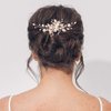 Gorais Leaf Bride Wedding Hair Comb Pearl Bridal Hair Piece Crystal Side Comb Hair Accessories for Women and Girls (C-Rose Gold)