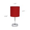 Simple Designs LT2007-RED Chrome Mini Basic Table Lamp with Fabric Shade, Red