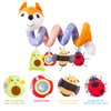 HILENBO Car Seat Toys, Infant Baby Orange Fox Spiral Plush Activity Hanging Toys for Car Seat Stroller Bar Crib Bassinet Mobile with Music Box BB Squeaker and Rattles（Orange）