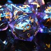 AUSTOR 7 Die DND Dice Set 7 Pieces Blue Flame Dragon Resin Dice Role Playing D and D Dice D20 D12 D10 D8 D6 D4 Sharp Edge Dungeons and Dragons Dice with Case